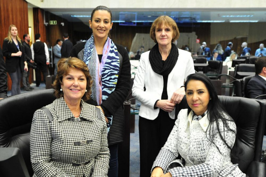 As deputadas Mabel Canto (PSC), Luciana Rafagnin (PT), Cristina Silvestri (PPS) e Cantora Mara Lima (PSC).