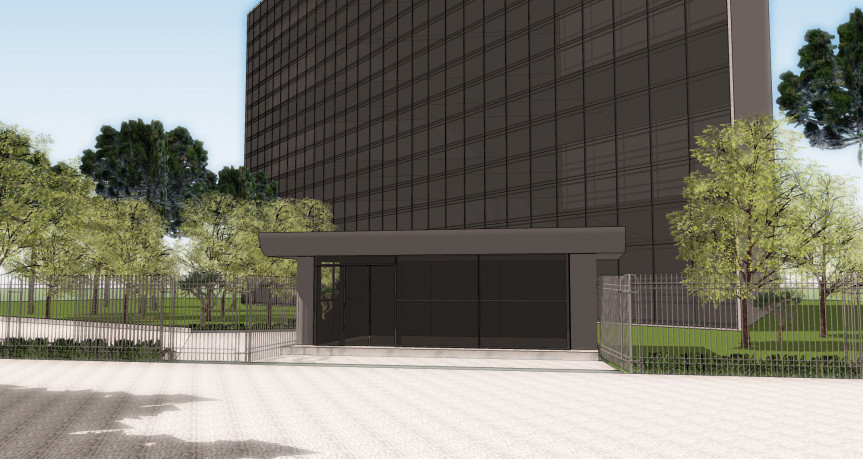 Maquete da portaria que dará à Casa pelo Edifício Tancredo Neves.
