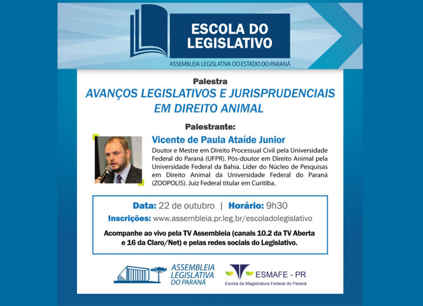 O Juiz federal Vicente de Paula Ataíde Júnior é o palestrante desta quinta-feira na Escola do Legislativo da Assembleia Legislativa do Paraná.