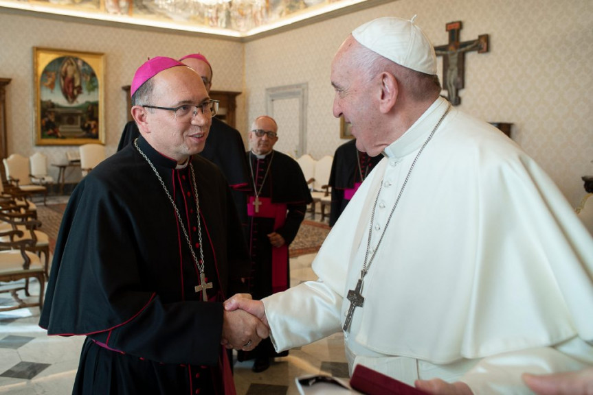 Dom Amilton, novo Bispo de Guarapuava, com o Papa Francisco.