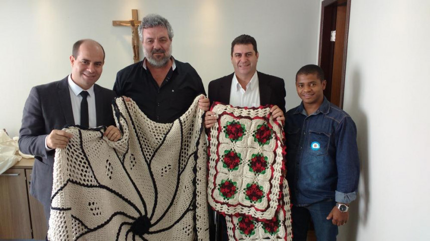 Deputado Evandro Araújo (PSC), o empresário Waldir de Oliveira, o prefeito eleito de Barbosa Ferraz, Edenilson Miliossi e Vagner de Souza.