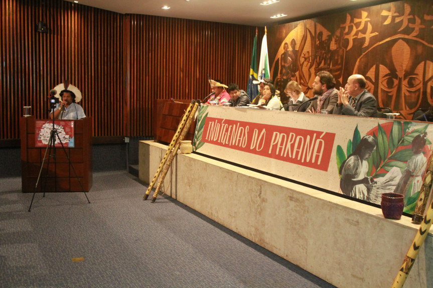 Proposto pelo deputado Goura (PDT), o evento reuniu a comunidade indígena que reivindica atenção à demarcação das terras, a educação e a saúde