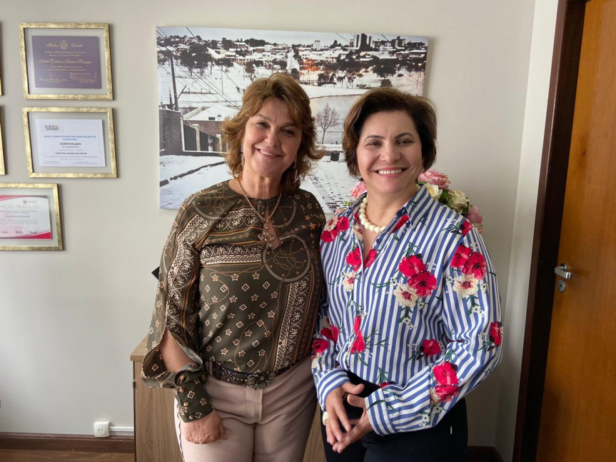 Deputada Cristina Silvestri (PPS), procuradora da Mulher na Alep, com a vereadora de Umuarama, Maria Ornelas.