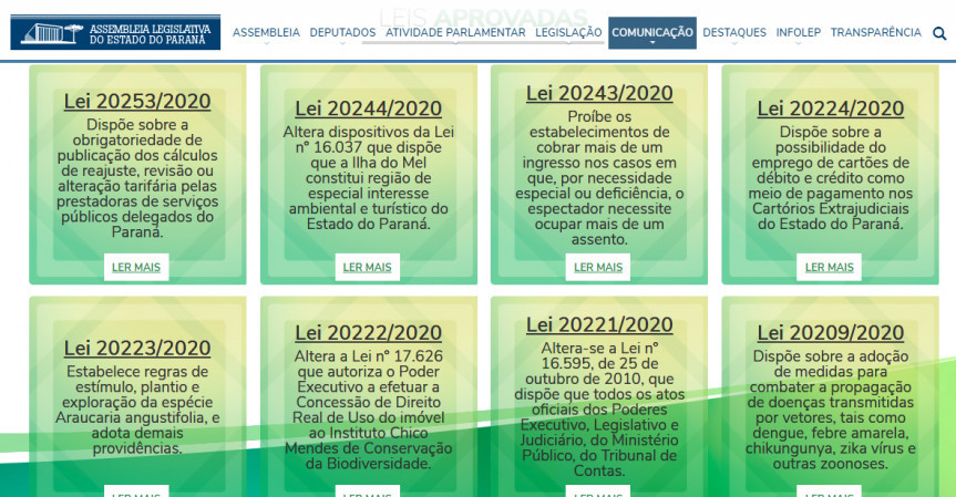 Espaço no site da Assembleia apresenta leis aprovadas durante a pandemia para que a população possa ter acesso aos seus direitos e acompanhar o trabalho realizado pelos deputados paranaenses.