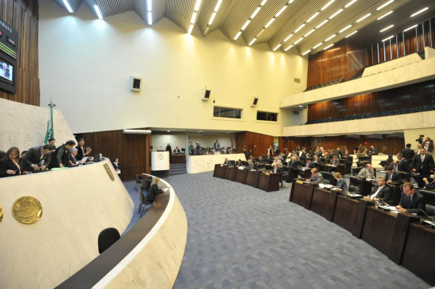 Parlamentares reunidos durante a sessão plenária.