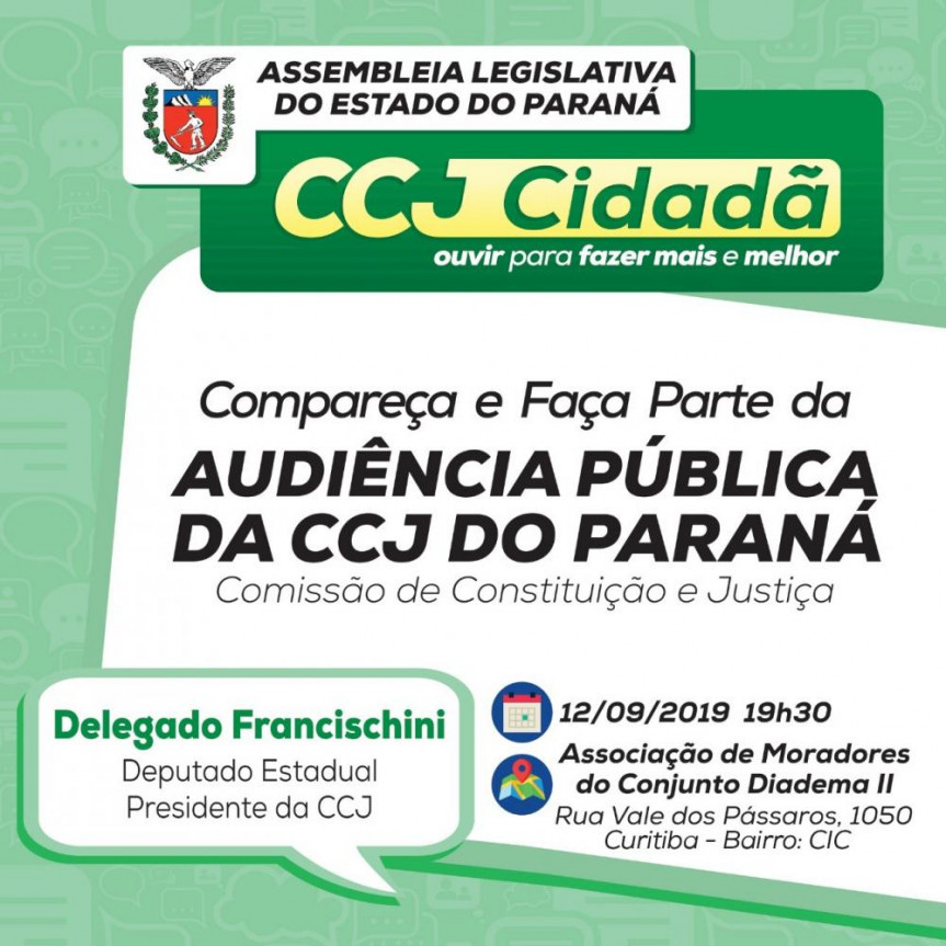 CCJ irá percorrer cidades do Paraná para ouvir a população.