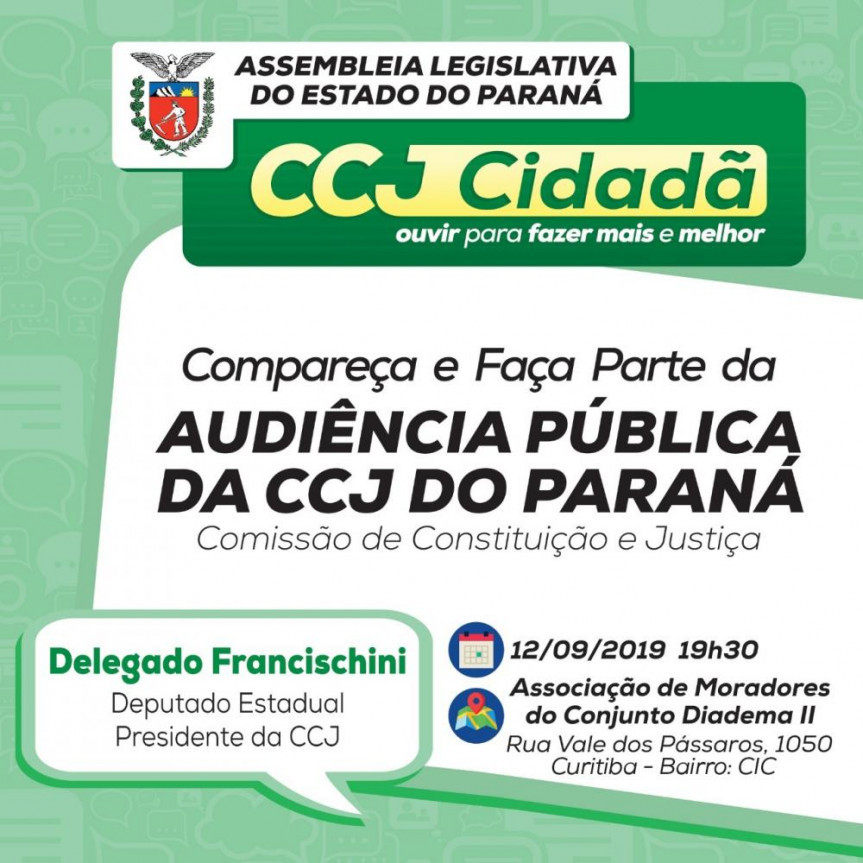 CCJ irá percorrer cidades do Paraná para ouvir a população.
