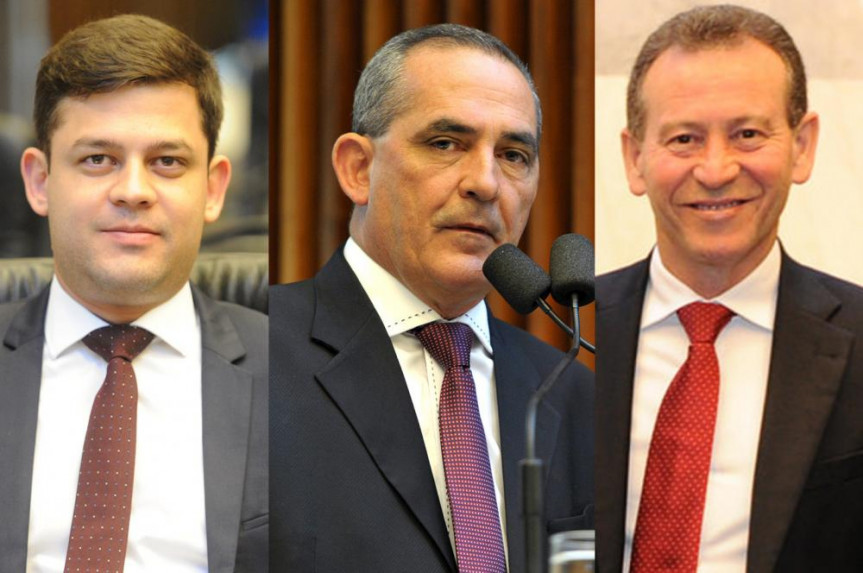 Deputados Tião Medeiros (PTB), Nereu Moura (PMDB) e Professor Lemos (PT). 