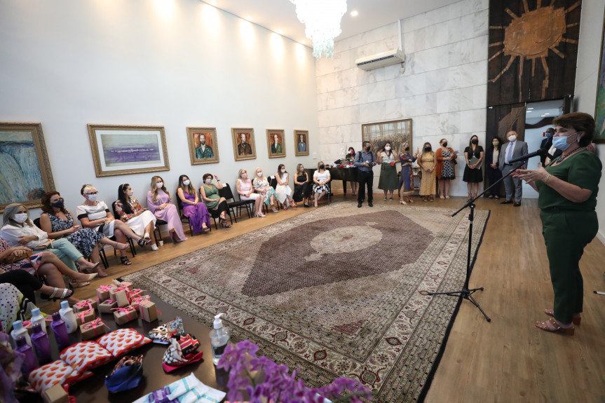 Deputadas estaduais e esposas dos deputados realizam a entrega das doações da Campanha Outubro Rosa à Rede Feminina de Combate ao Câncer.