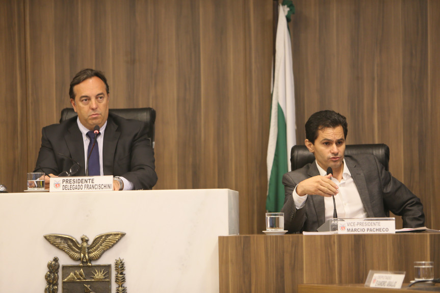 Deputados Delegado Francischini (PSL) e Marcio Pacheco (PDT), presidente e vice-presidente da CCJ.