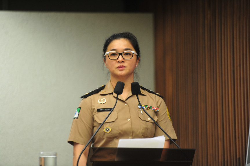 Major Letícia Chun Pei Pan usou a tribuna durante a sessão plenária desta segunda-feira (28) para falar sobre o Hospital da Polícia Militar do Paraná.