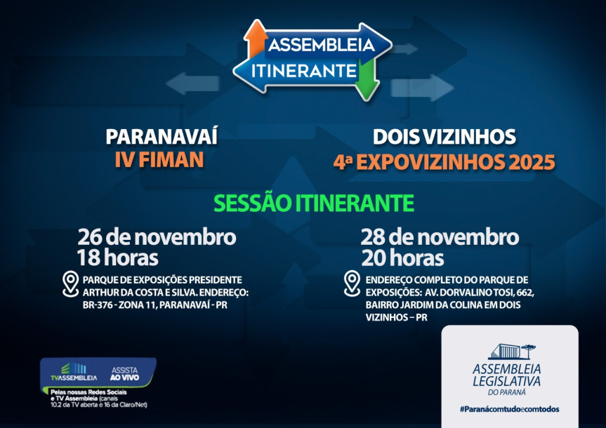 Assembleia Itinerante chega a Paranavaí e Dois Vizinhos para duas novas edições em novembro