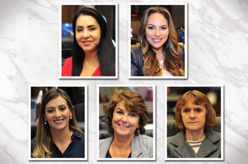 Deputadas da atual legislatura: Cantora Mara Lima (PSC), Maria Victoria (PP), Mabel Canto (PSC), Cristina Silvestri (PPS) e Luciana Rafagnin (PT).