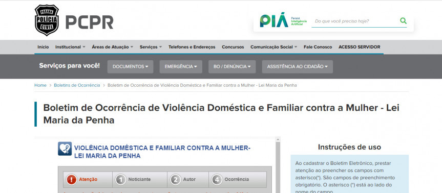 Secretaria de Segurança atende pedido da Procuradoria da Mulher da Assembleia Legislativa do Paraná para que boletim de ocorrência em casos de violência doméstica fossem realizados pela internet.