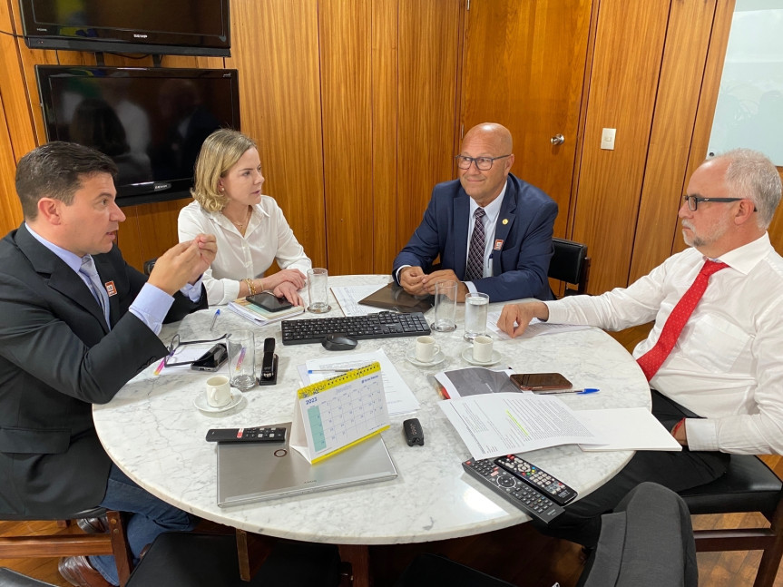 Deputados Chiorato e Romanelli se reuniram em Brasília com a deputada federal Gleisi Hoffmann e Maurício Muniz, da Casa Civil.