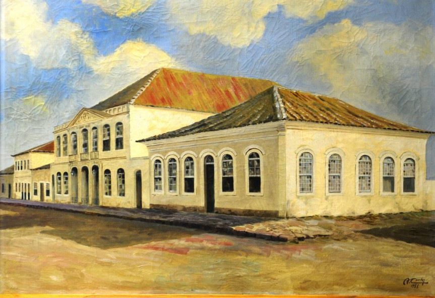 Primeiro prédio da Assembleia Provincial retratado pelo pintor Augusto Conte, em obra de 1955.