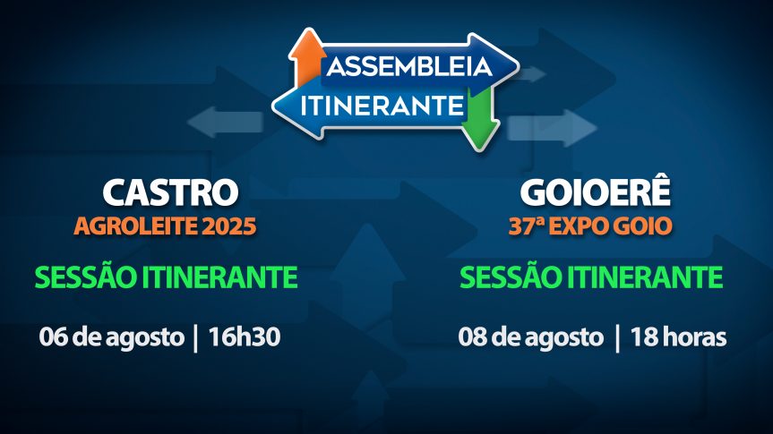 Assembleia Itinerante chega nesta semana a Castro e Goioerê com sessões especiais e atendimentos à população