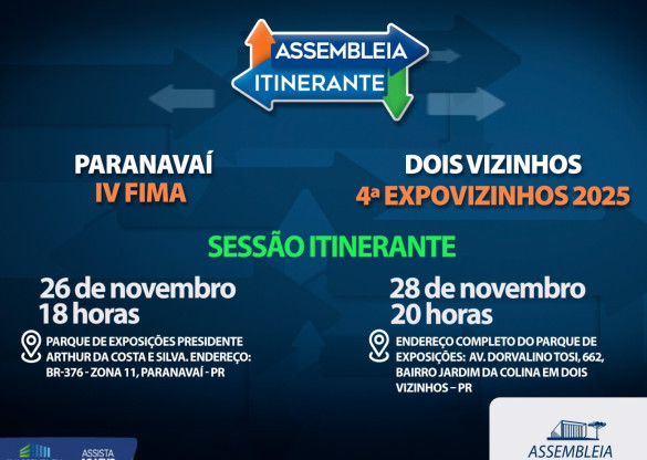 Assembleia Itinerante chega a Paranavaí e Dois Vizinhos para duas novas edições em novembro