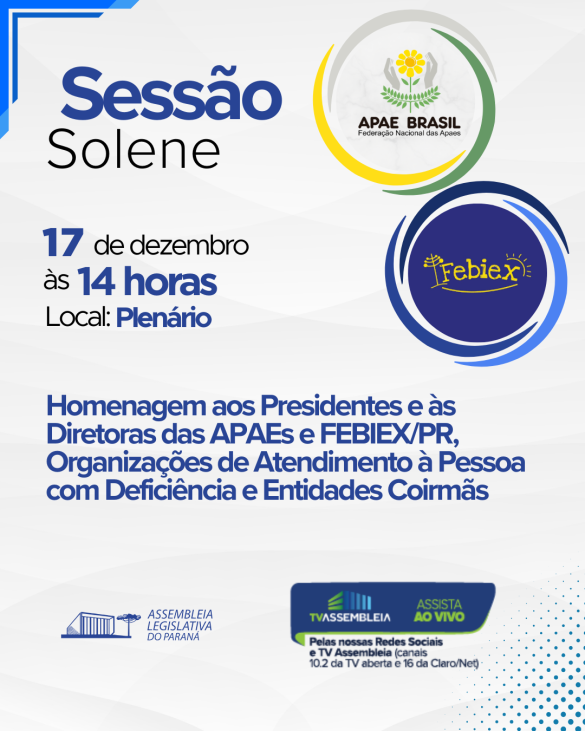 Assembleia promove homenagem a lideranças das APAEs e entidades de atendimento à pessoa com deficiência