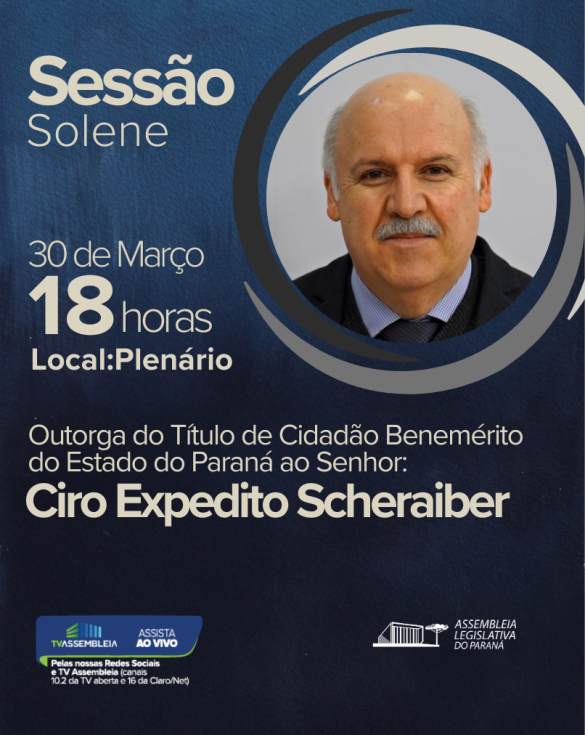 Assembleia Legislativa concede título de Cidadão Honorário a Ciro Scheraiber na próxima segunda-feira (30)