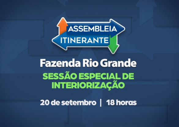 Assembleia Itinerante promove sessão especial em Fazenda Rio Grande nesta quarta-feira (20)