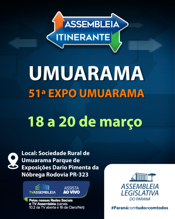 Assembleia Itinerante chega a Umuarama nesta semana