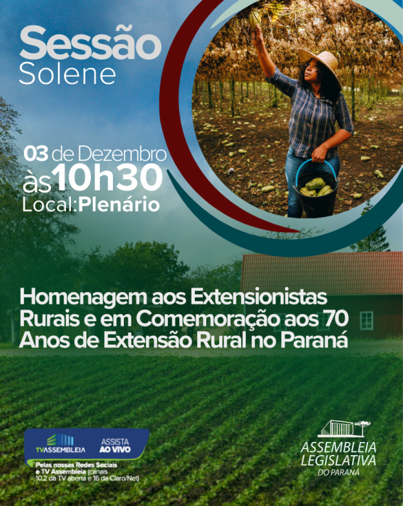 Assembleia celebrará 70 anos de Extensão Rural e homenageará profissionais do IDR-Paraná