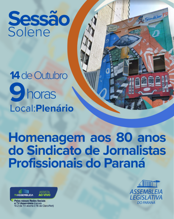 Sessão solene na Assembleia Legislativa irá homenagear os 80 anos do SindijorPR