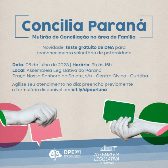 Novo mutirão Concilia Paraná na Assembleia vai oferecer exame gratuito de DNA