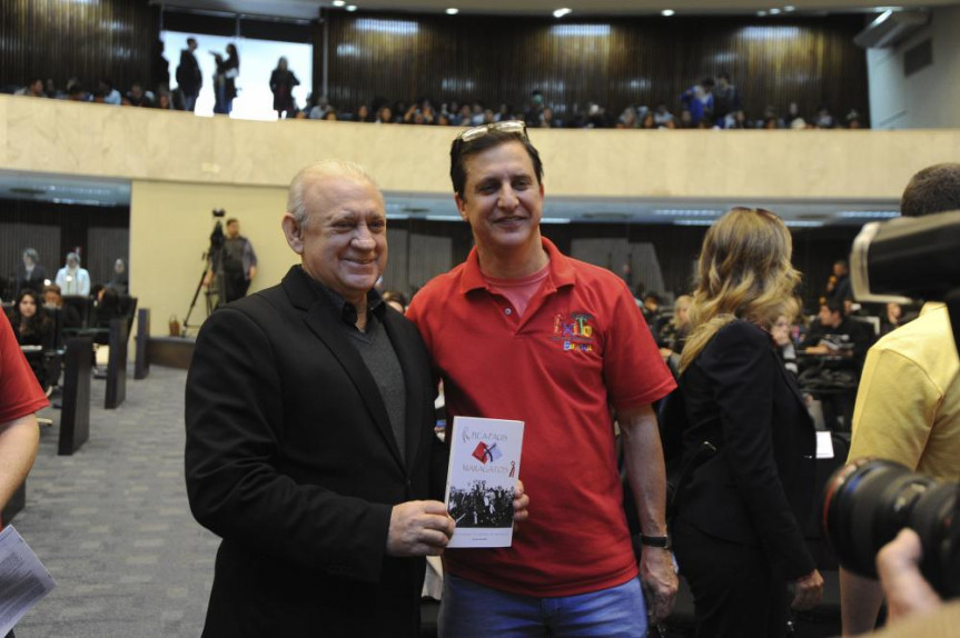 Presidente Ademar Traiano e professor Mocelin, do projeto Eureka.