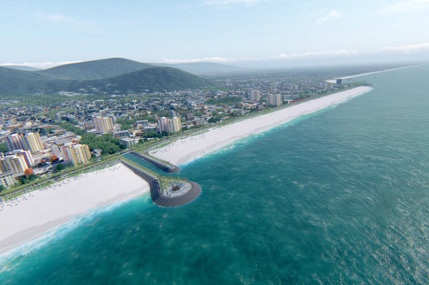 Perspectiva da praia de Matinhos após a realização do projeto de engorda da orla.