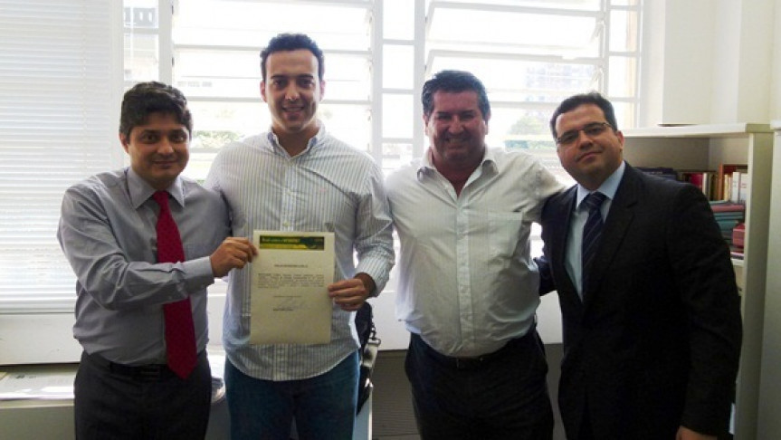 Da esquerda para a direita, promotor de Justiça Willian Gil, deputado Bernardo Carli (PSDB), vereador de Guarapuava Cosme Stimer e promotor Fabio Cirino.