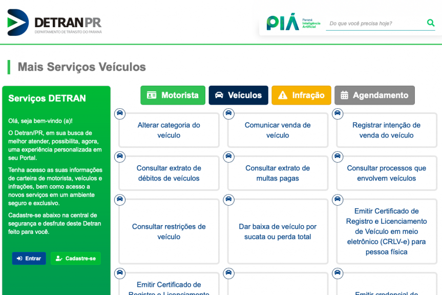 Detran-PR passa a disponibilizar de forma gratuita todas as informações dos veículos licenciados no estado.
