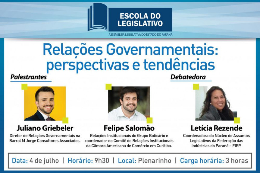 Escola do Legislativo promoverá nova palestra.