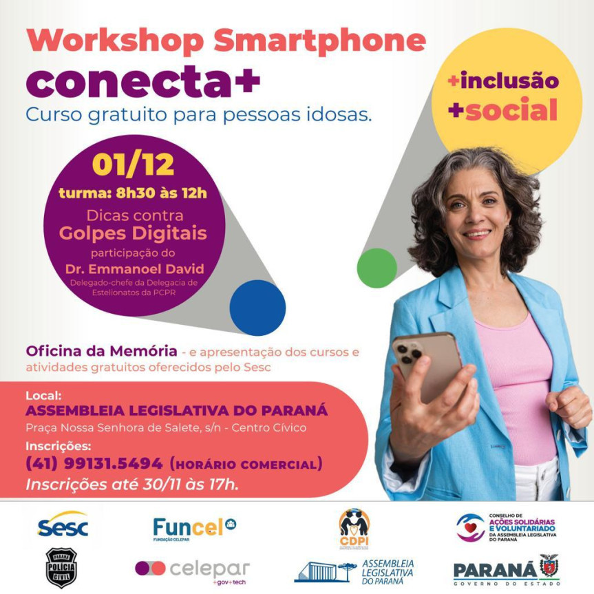 Com apoio da CDPI, Assembleia promove terceiro curso para idosos sobre o uso de celulares com foco na prevenção de golpes virtuais
