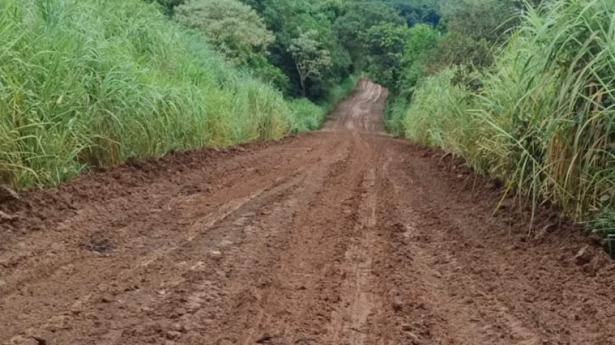 Estrada localizada entre o entroncamento com a PR-445 e o Distrito de Taquaruna.