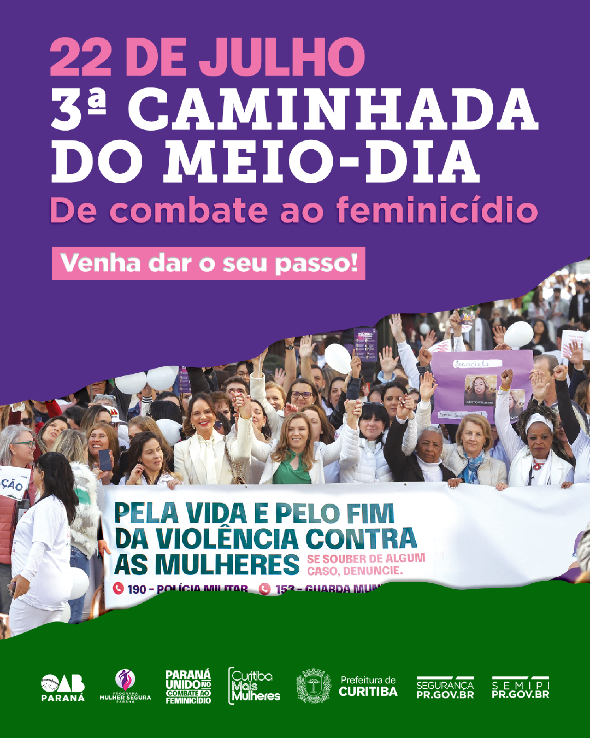 Caminhada do Meio-Dia reforça legislação estadual de combate ao feminicídio