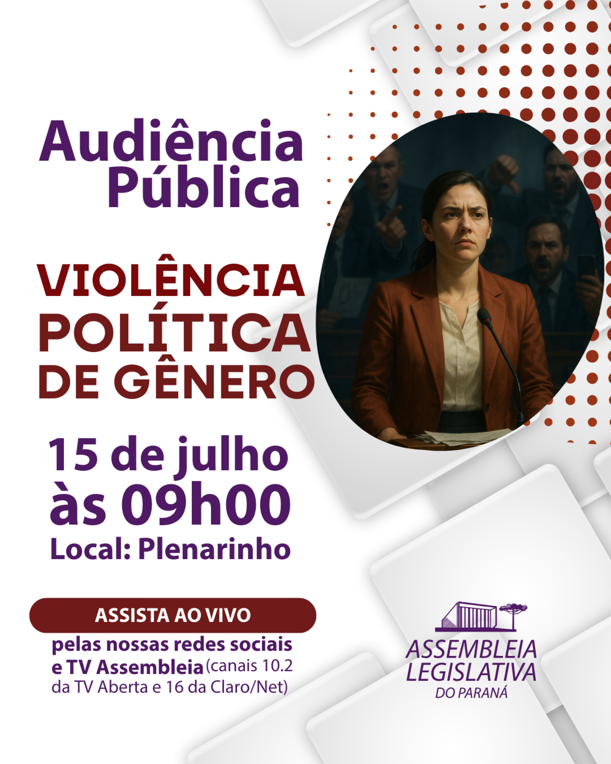 Violência política de gênero é tema de audiência pública na Assembleia Legislativa