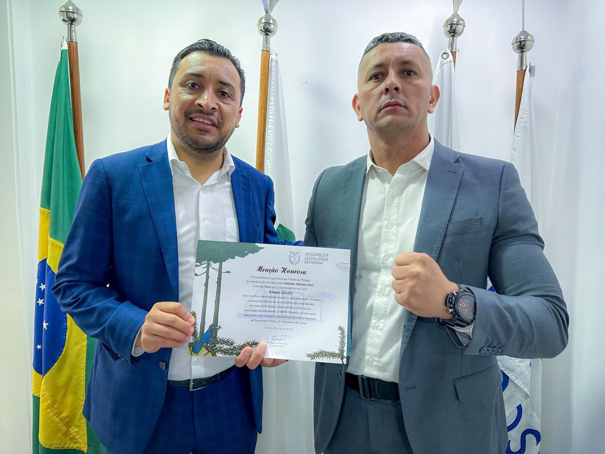 Deputado Soldado Adriano José (PP) homenageia profissionais da segurança pública em Brasília