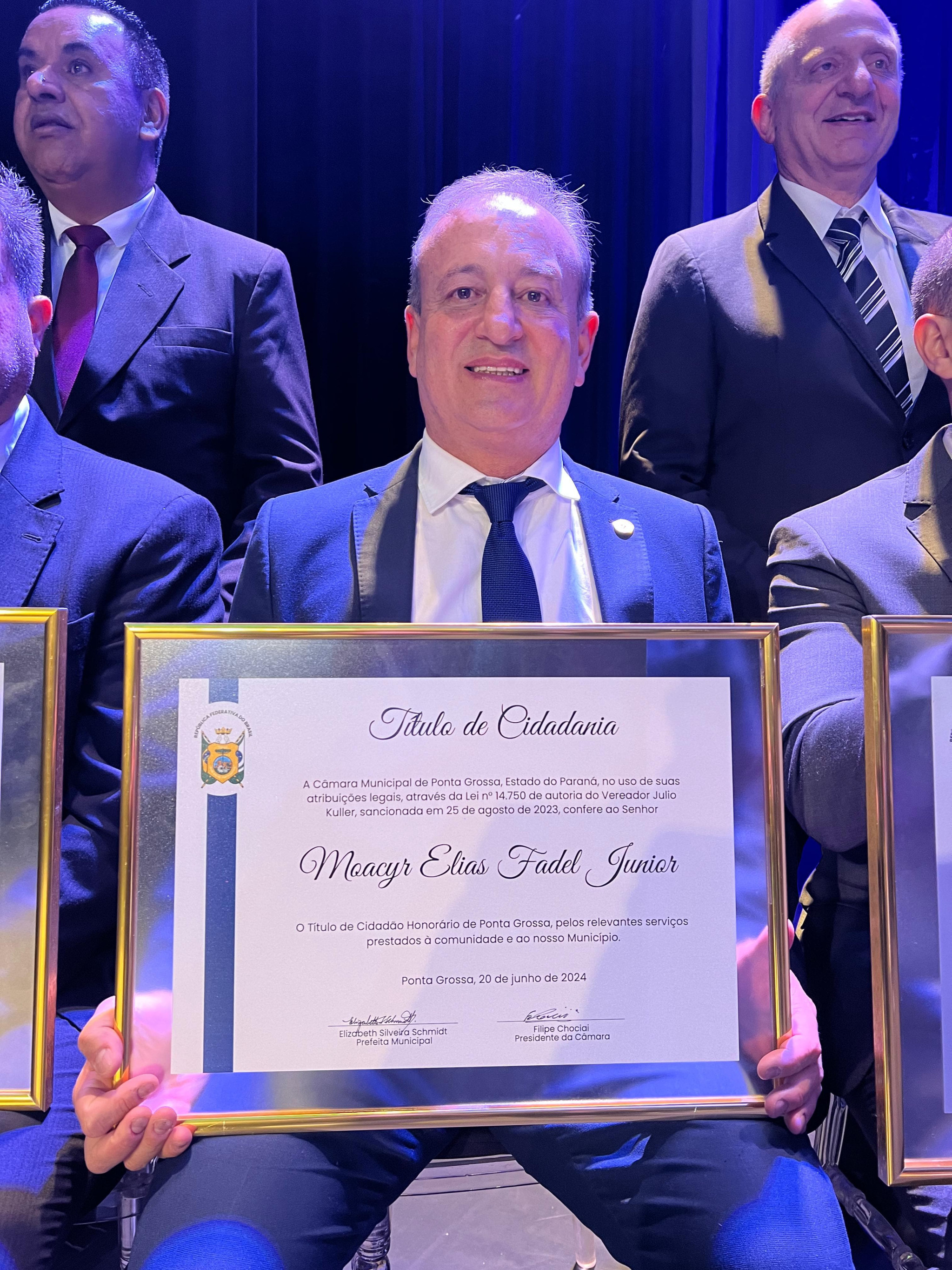 Deputado Moacyr Fadel (PSD) recebe o título de Cidadão Honorário de Ponta Grossa