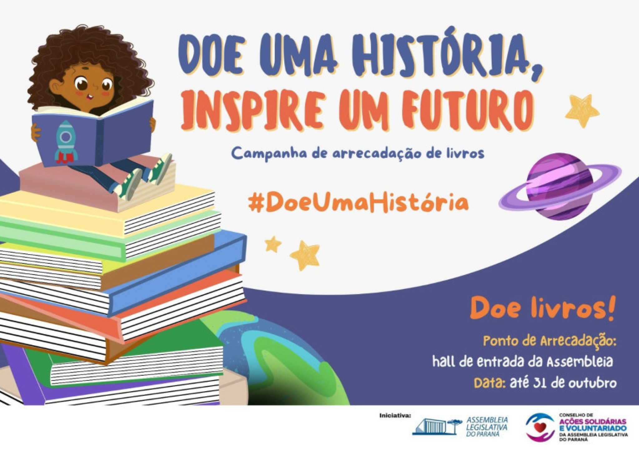 Campanha “Doe uma História, Inspire um Futuro” para arrecadação de livros continua até 31 de outubro