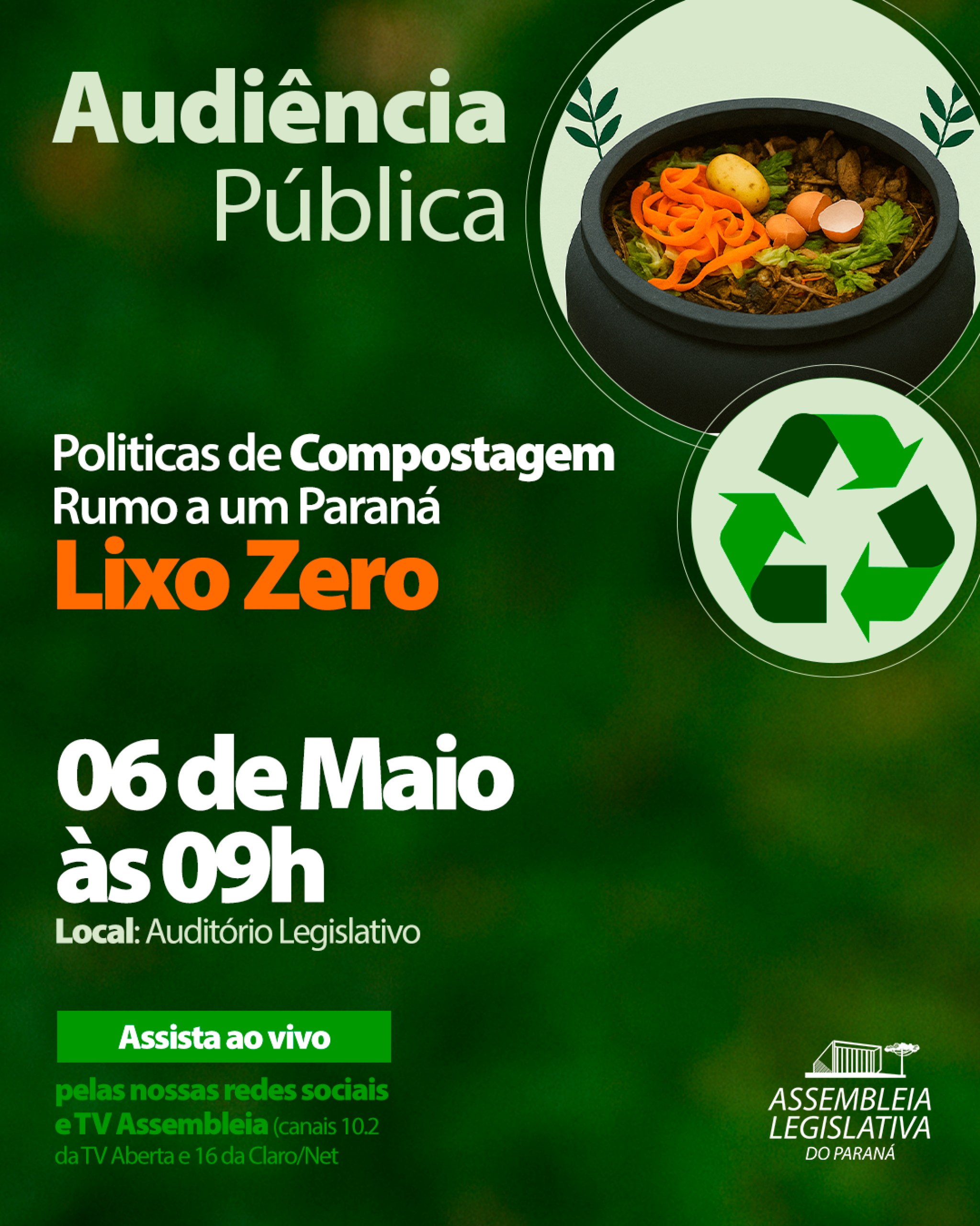 Assembleia Legislativa realiza audiência pública sobre política de compostagem na próxima terça-feira (6)