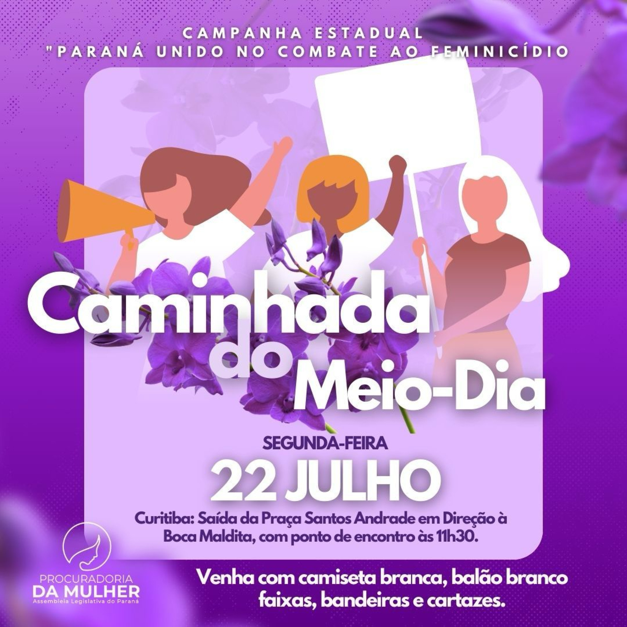 Caminhada do Meio-Dia reforça conscientização contra o feminicídio no Paraná