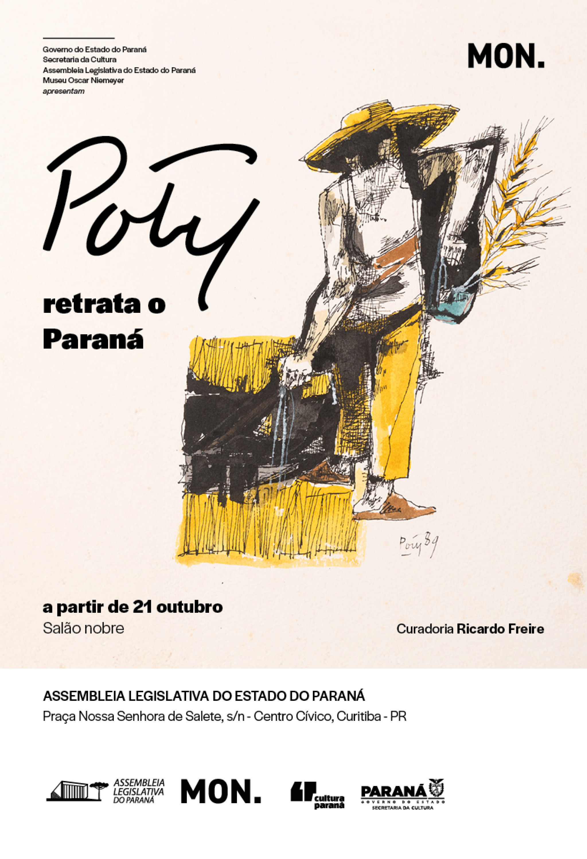 Assembleia Legislativa do Paraná abre exposição “Poty retrata o Paraná” em parceria com o Museu Oscar Niemeyer
