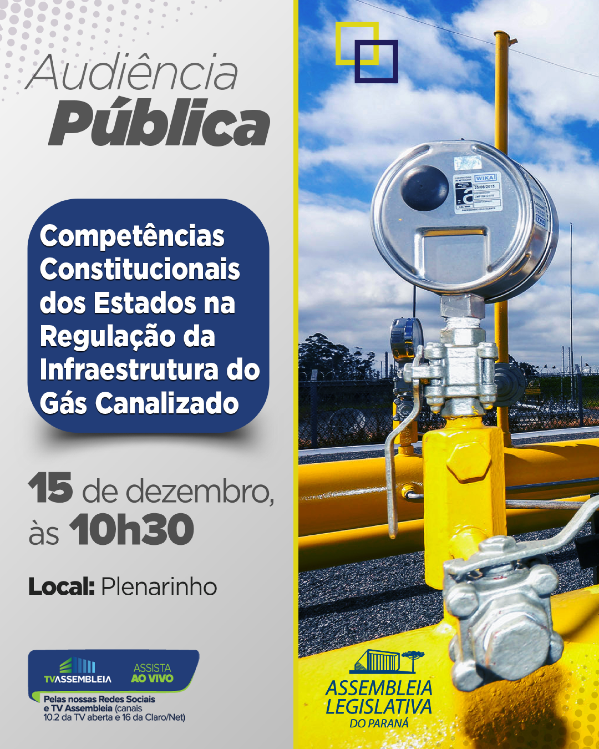 Assembleia do Paraná promove audiência pública sobre regulação do gás canalizado