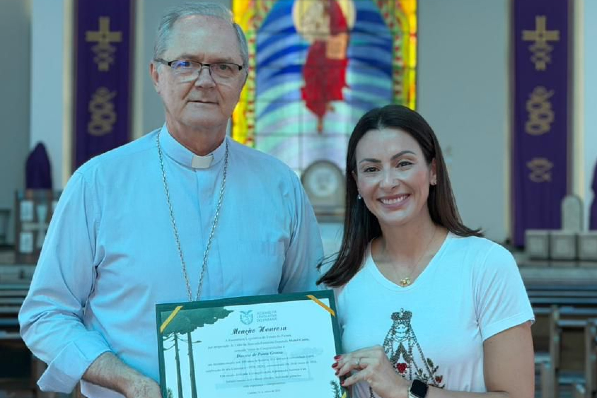 Deputada Mabel Canto (PP) homenageia centenário da Diocese de Ponta Grossa com menção honrosa da Assembleia
