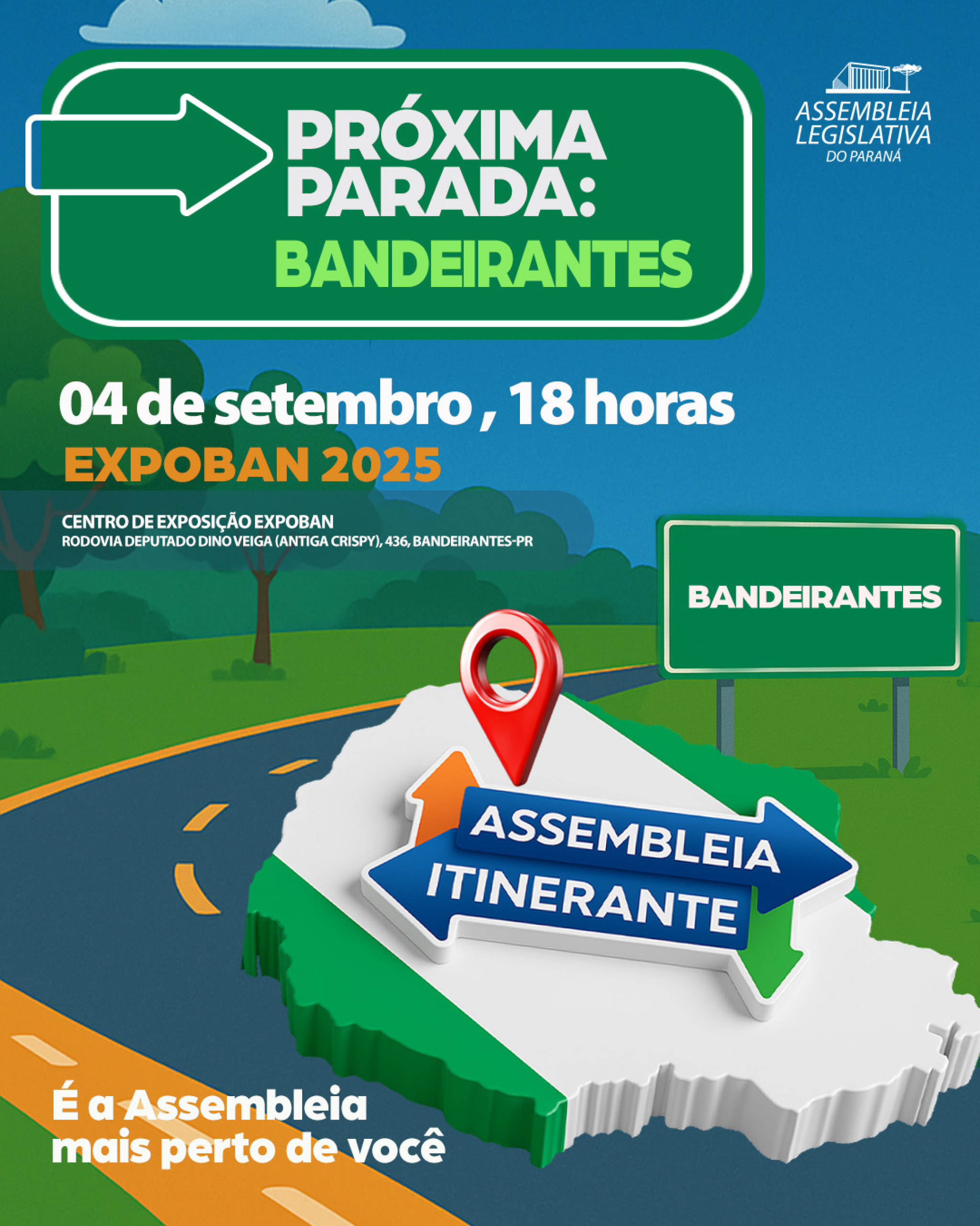Assembleia Itinerante chega pela 1ª vez a Bandeirantes com serviços e Sessão Especial nesta quinta-feira (4)