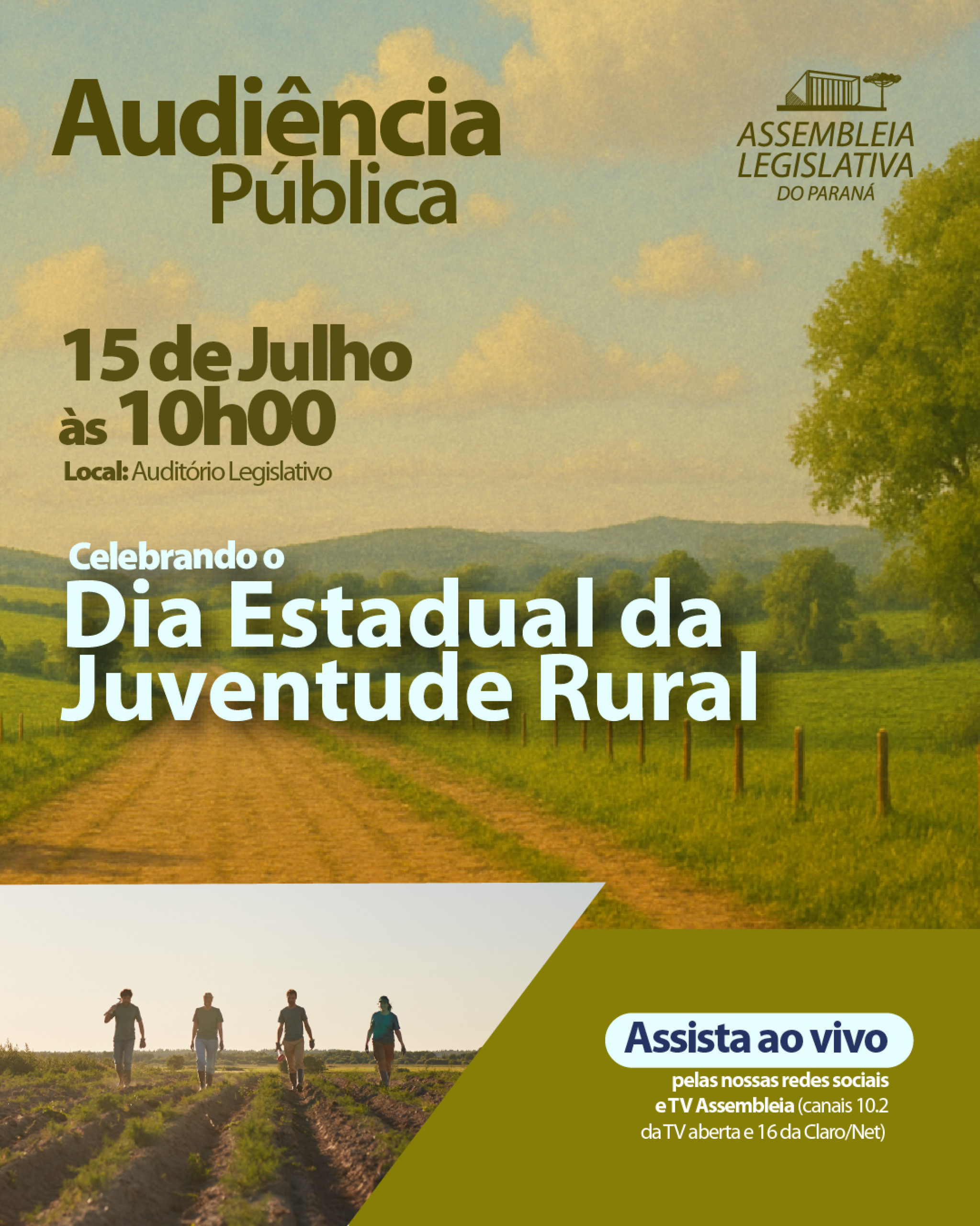 Dia Estadual da Juventude Rural: audiência pública discute políticas públicas para jovens que vivem no campo