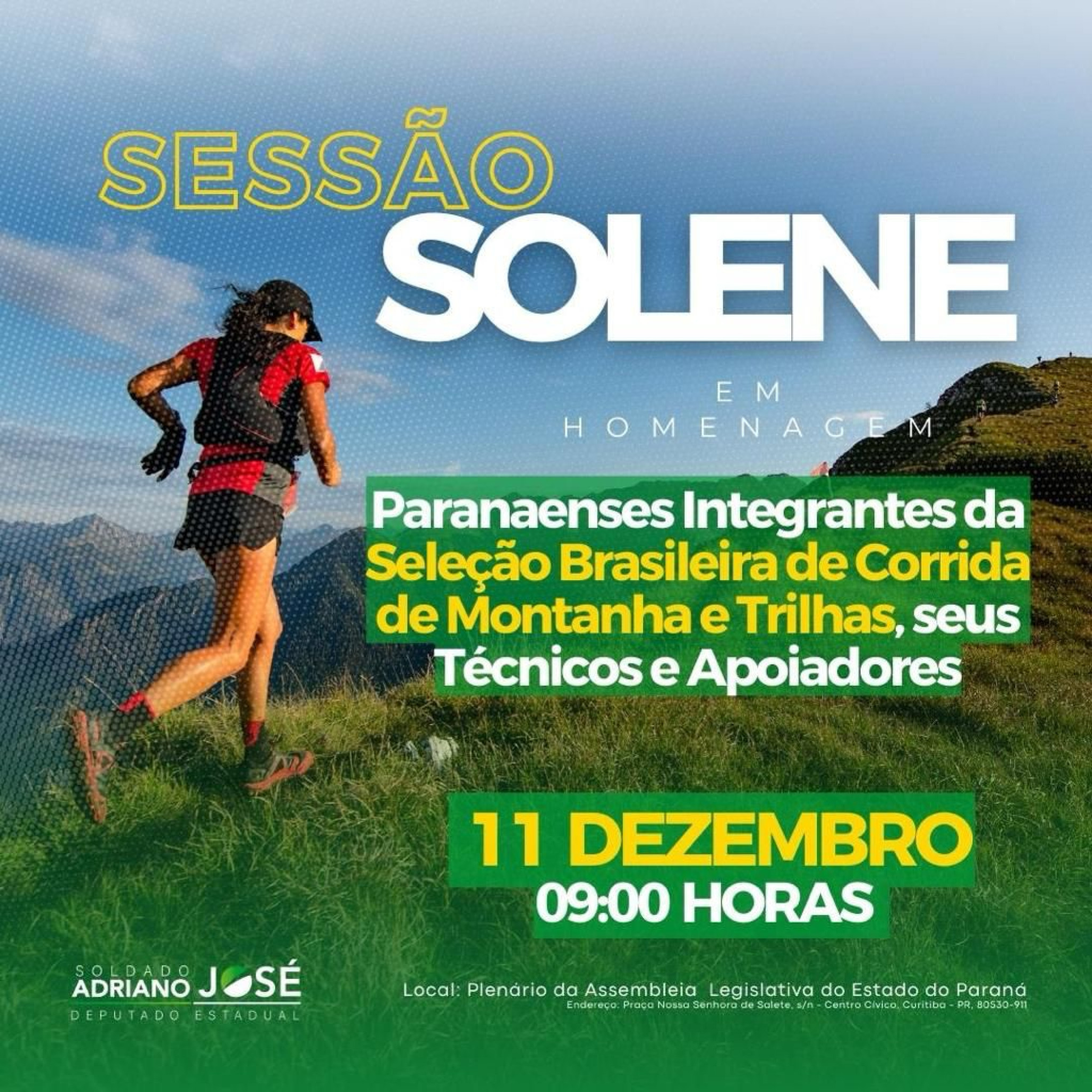 Sessão solene homenageará atletas e técnicos paranaenses de corrida de montanha