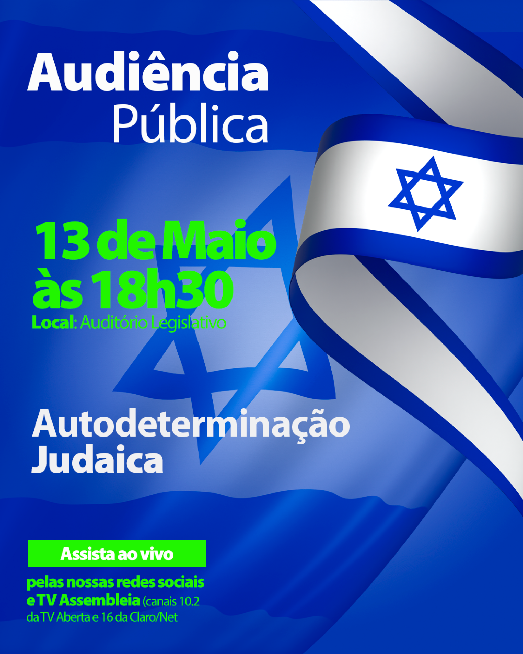 Audiência Pública vai debater a autodeterminação judaica na Assembleia Legislativa